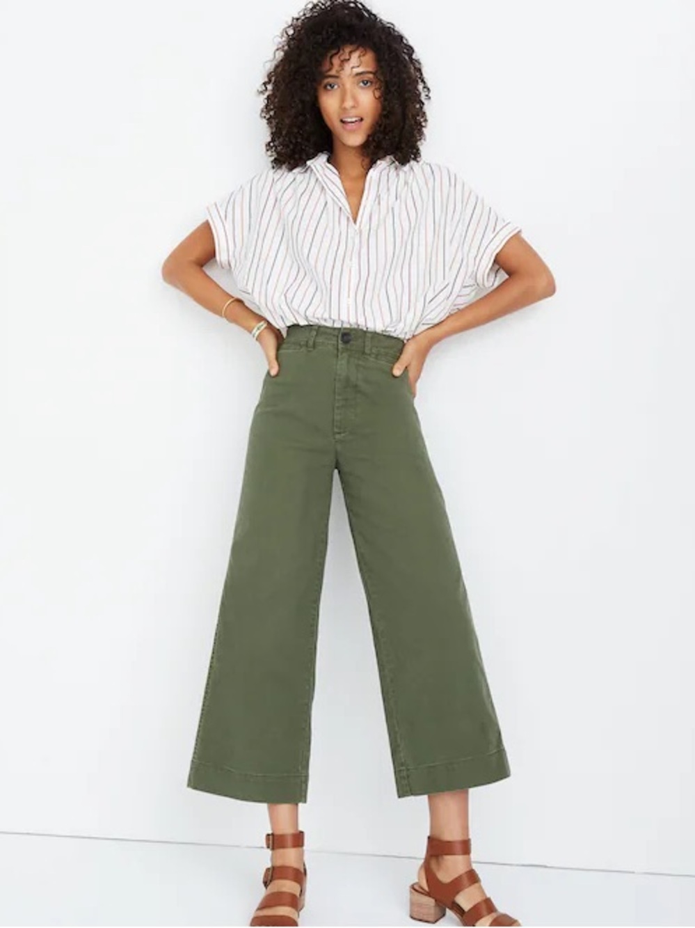 Madewell Emmett Wide Leg Crop Pants - Olive